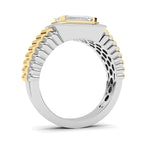 2.5CTW Emerald Shaped Lab Grown Diamond (F/VS) Mens Ring in 14K Gold