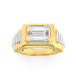 2.5CTW Emerald Shaped Lab Grown Diamond (F/VS) Mens Ring in 14K Gold