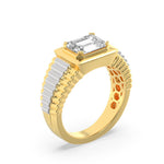 2.5CTW Emerald Shaped Lab Grown Diamond (F/VS) Mens Ring in 14K Gold