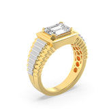 2.5CTW Emerald Shaped Lab Grown Diamond (F/VS) Mens Ring in 14K Gold