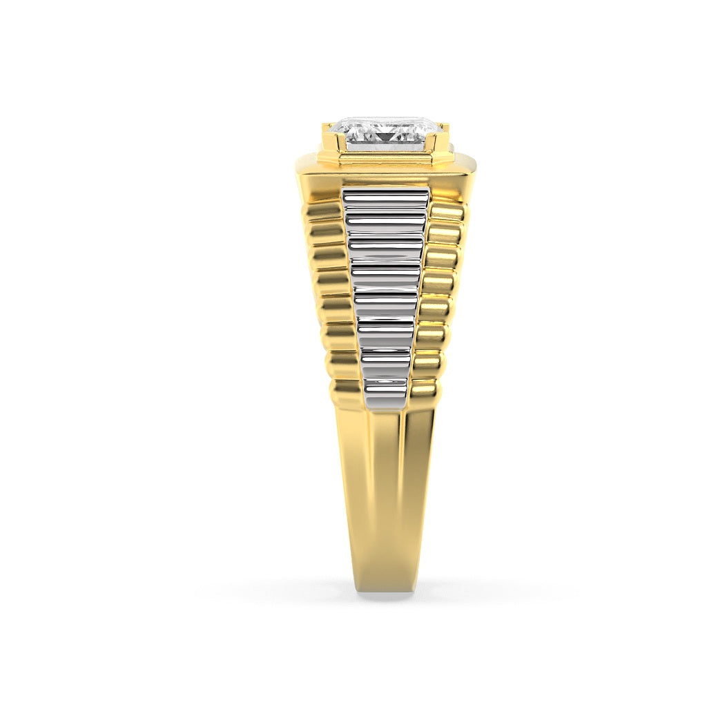 2.5CTW Emerald Shaped Lab Grown Diamond (F/VS) Mens Ring in 14K Gold