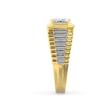 2.5CTW Emerald Shaped Lab Grown Diamond (F/VS) Mens Ring in 14K Gold