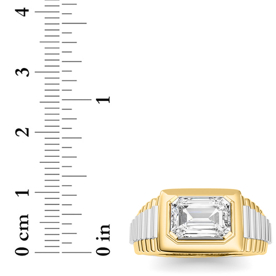 2.5CTW Emerald Shaped Lab Grown Diamond (F/VS) Mens Ring in 14K Gold