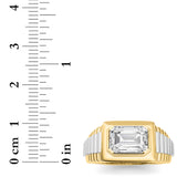 2.5CTW Emerald Shaped Lab Grown Diamond (F/VS) Mens Ring in 14K Gold