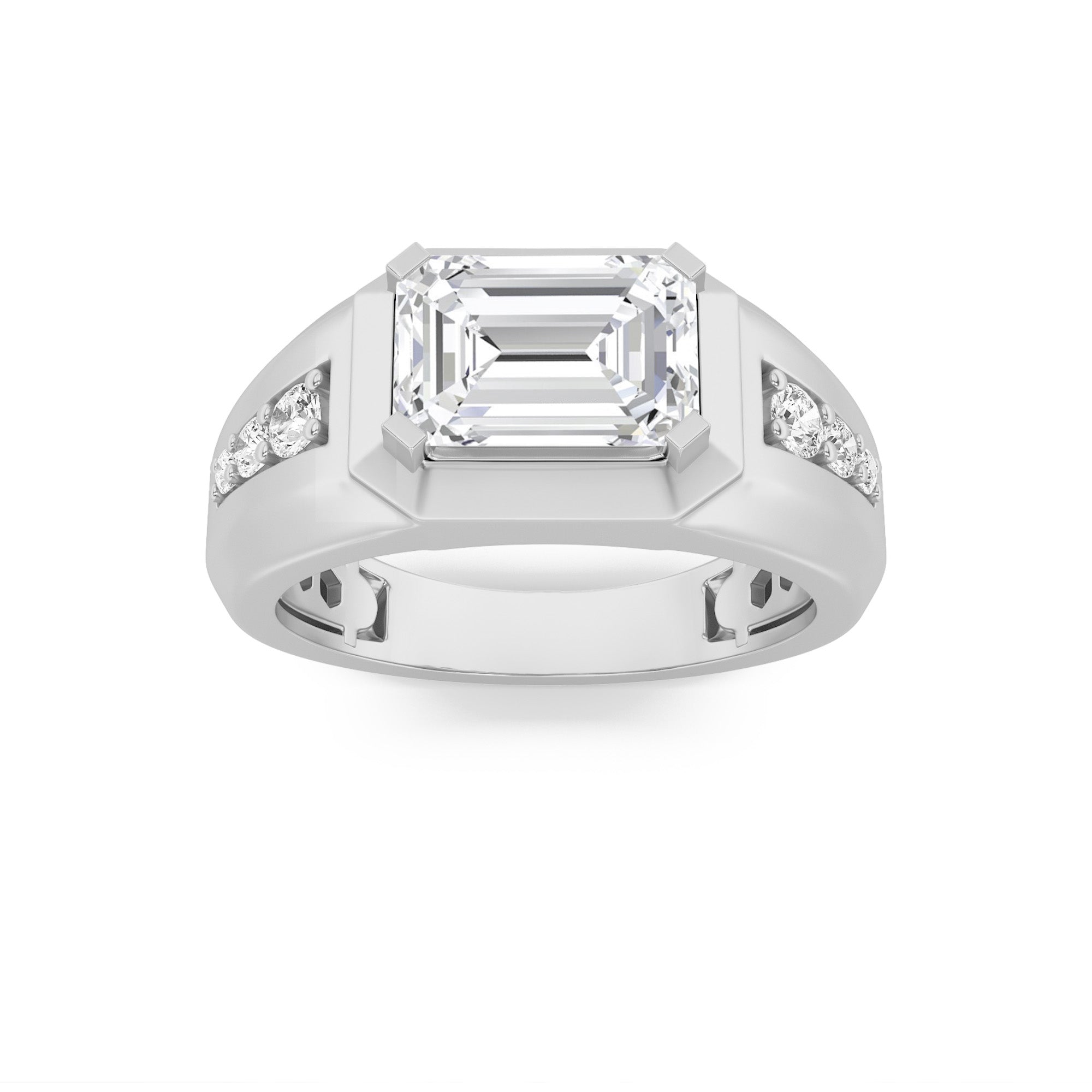 3.25CTW Emerald Shaped Lab Grown Diamond (F/VS) Ring in 14K Gold