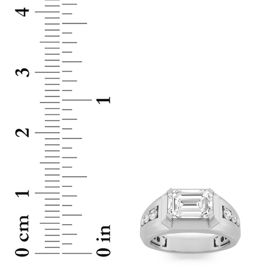 3.25CTW Emerald Shaped Lab Grown Diamond (F/VS) Ring in 14K Gold