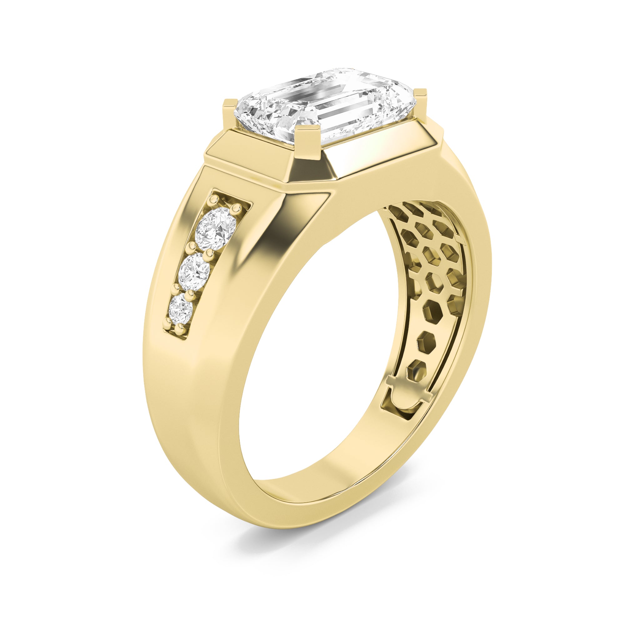 3.25CTW Emerald Shaped Lab Grown Diamond (F/VS) Ring in 14K Gold