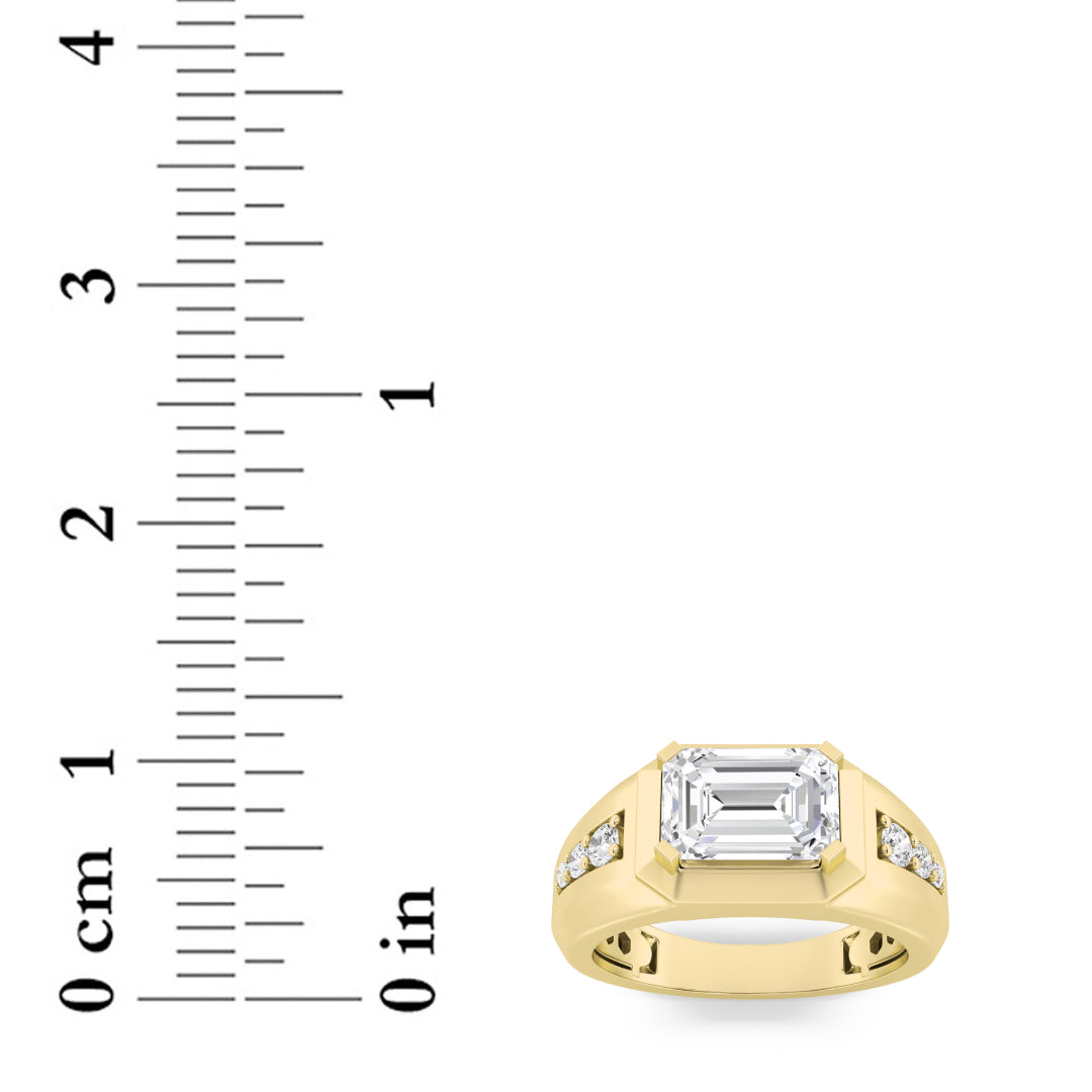 3.25CTW Emerald Shaped Lab Grown Diamond (F/VS) Ring in 14K Gold