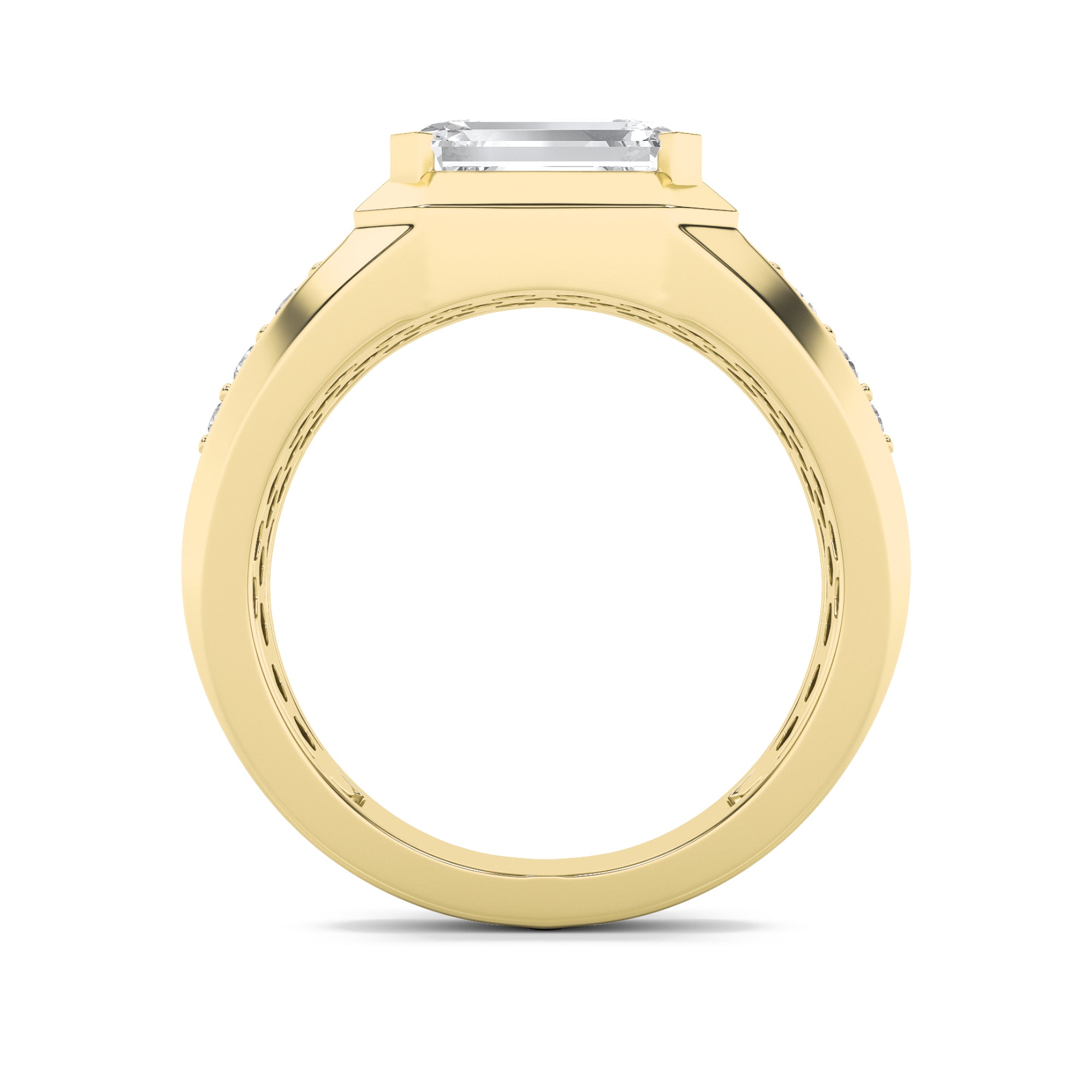 3.5CTW Emerald Shaped Lab Grown Diamond (G/VS) Mens Ring in 14K Gold