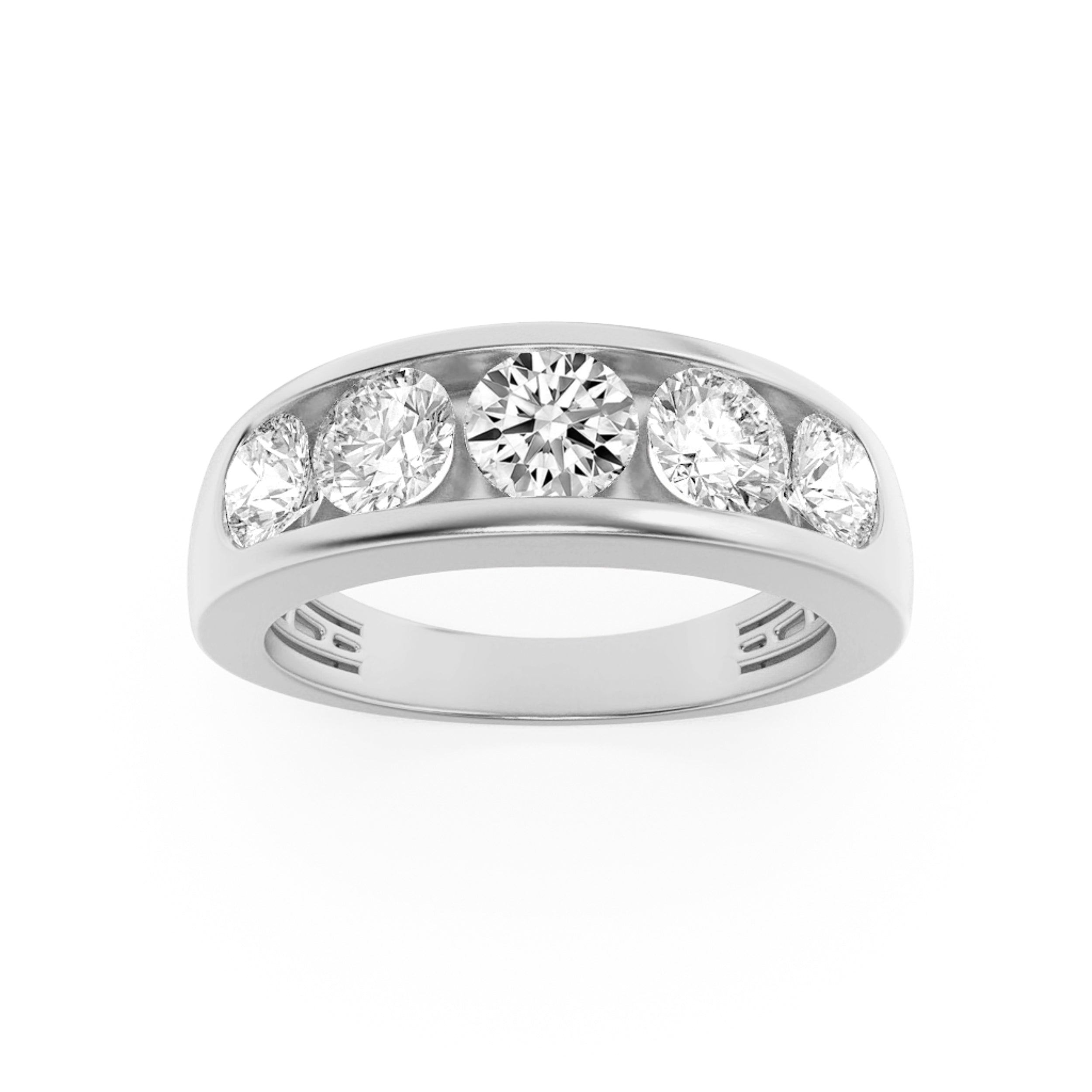 2CTW Round Shaped Lab Grown Diamond (F/VS) Mens Ring in 14K Gold