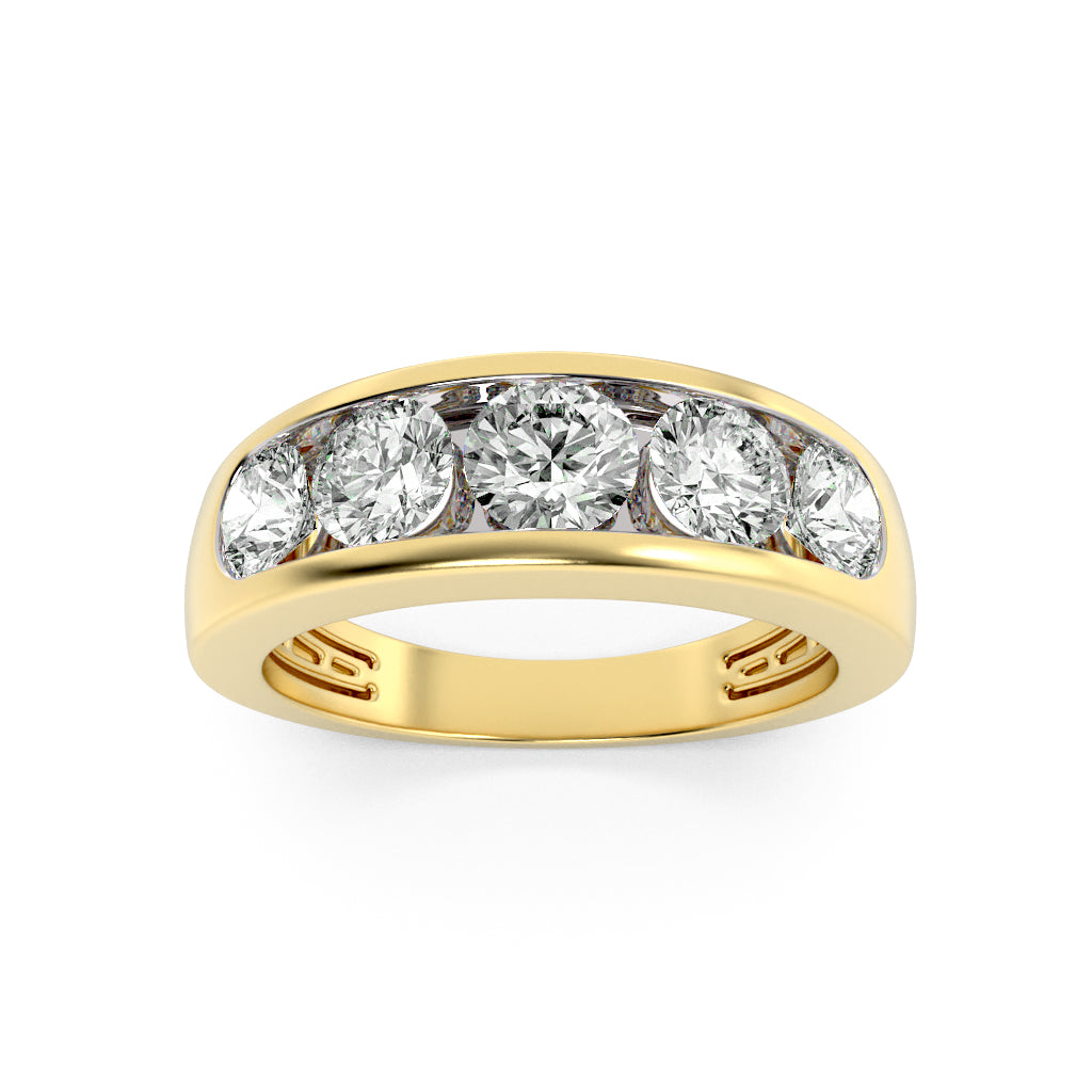 2CTW Round Shaped Lab Grown Diamond (G/VS) Mens Ring in 14K Gold