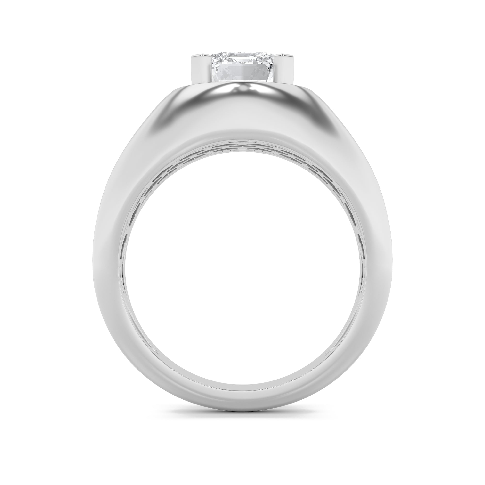 3CTW Emerald Shaped Lab Grown Diamond (F/VS) Mens Ring in 14K Gold