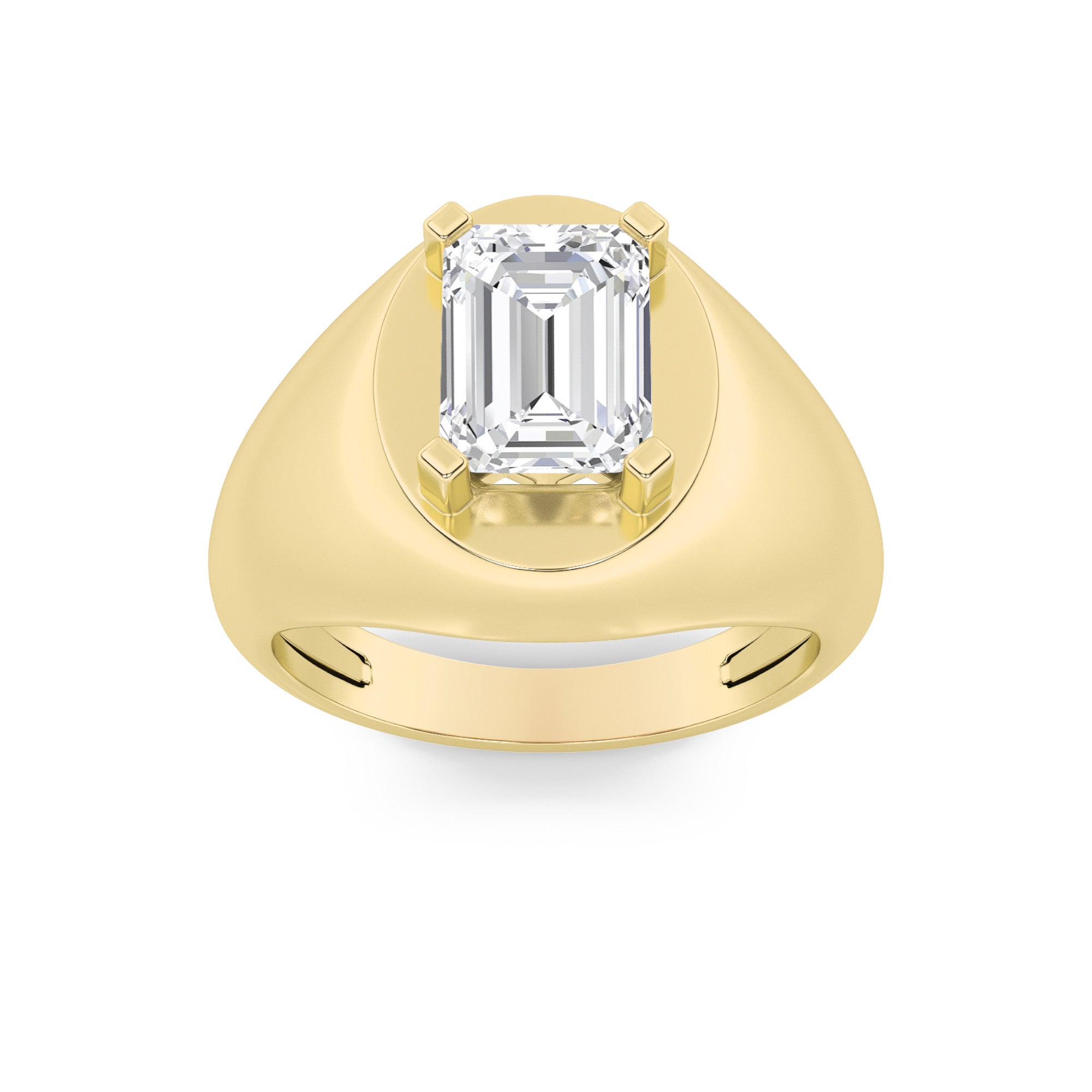3CTW Emerald Shaped Lab Grown Diamond (F/VS) Mens Ring in 14K Gold