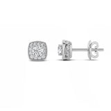 1CTW Round Shaped Lab Grown Diamond (F/VS) Halo Stud Earrings in 14K Gold