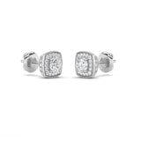 1CTW Round Shaped Lab Grown Diamond (F/VS) Halo Stud Earrings in 14K Gold