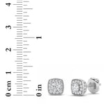 1CTW Round Shaped Lab Grown Diamond (F/VS) Halo Stud Earrings in 14K Gold