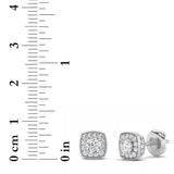 1CTW Round Shaped Lab Grown Diamond (F/VS) Halo Stud Earrings in 14K Gold