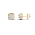 1CTW Round Shaped Lab Grown Diamond (F/VS) Halo Stud Earrings in 14K Gold