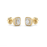 1CTW Round Shaped Lab Grown Diamond (F/VS) Halo Stud Earrings in 14K Gold