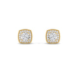 1CTW Round Shaped Lab Grown Diamond (F/VS) Halo Stud Earrings in 14K Gold