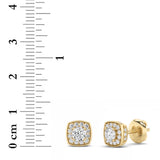 1CTW Round Shaped Lab Grown Diamond (F/VS) Halo Stud Earrings in 14K Gold
