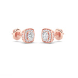 1CTW Round Shaped Lab Grown Diamond (F/VS) Halo Stud Earrings in 14K Gold