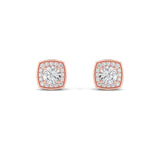 1CTW Round Shaped Lab Grown Diamond (F/VS) Halo Stud Earrings in 14K Gold