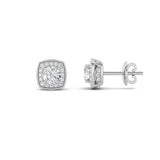 2CTW Round Shaped Lab Grown Diamond (F/VS) Halo Stud Earrings in 14K Gold