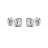 2CTW Round Shaped Lab Grown Diamond (F/VS) Halo Stud Earrings in 14K Gold