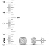 2CTW Round Shaped Lab Grown Diamond (F/VS) Halo Stud Earrings in 14K Gold
