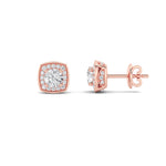 2CTW Round Shaped Lab Grown Diamond (F/VS)Halo Stud Earrings in 14K Gold