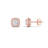 2CTW Round Shaped Lab Grown Diamond (F/VS)Halo Stud Earrings in 14K Gold