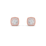 2CTW Round Shaped Lab Grown Diamond (F/VS)Halo Stud Earrings in 14K Gold