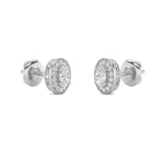 1CTW Oval Shaped Lab Grown Diamond (F/VS) Halo Stud Earrings in 14K Gold