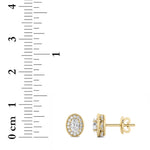 1CTW Oval Shaped Lab Grown Diamond (F/VS) Halo Stud Earrings in 14K Gold
