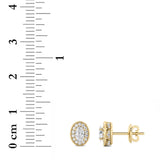 1CTW Oval Shaped Lab Grown Diamond (F/VS) Halo Stud Earrings in 14K Gold