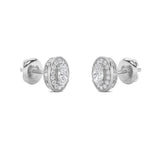 2CTW Oval Shaped Lab Grown Diamond (F/VS) Halo Stud Earrings in 14K Gold