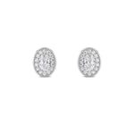 2CTW Oval Shaped Lab Grown Diamond (F/VS) Halo Stud Earrings in 14K Gold