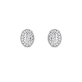 2CTW Oval Shaped Lab Grown Diamond (F/VS) Halo Stud Earrings in 14K Gold