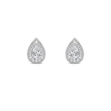 1CTW Pear Shaped Lab Grown Diamond (F/VVS) Halo Stud Earrings in 14K Gold