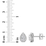 1CTW Pear Shaped Lab Grown Diamond (F/VVS) Halo Stud Earrings in 14K Gold
