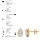 1CTW Pear Shaped Lab Grown Diamond (F/VS) Halo Stud Earrings in 14K Gold