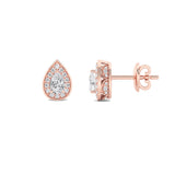 1CTW Pear Shaped Lab Grown Diamond (F/VVS) Halo Stud Earrings in 14K Gold