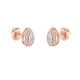 1CTW Pear Shaped Lab Grown Diamond (F/VVS) Halo Stud Earrings in 14K Gold