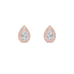 1CTW Pear Shaped Lab Grown Diamond (F/VVS) Halo Stud Earrings in 14K Gold