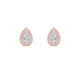 1CTW Pear Shaped Lab Grown Diamond (F/VVS) Halo Stud Earrings in 14K Gold