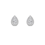 2CTW Pear Shaped Lab Grown Diamond (F/VS) Halo Stud Earrings in 14K Gold