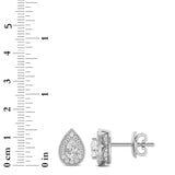 2CTW Pear Shaped Lab Grown Diamond (F/VS) Halo Stud Earrings in 14K Gold