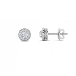 1CTW Round Shaped Lab Grown Diamond (F/VS) Halo Stud Earrings in 14K Gold