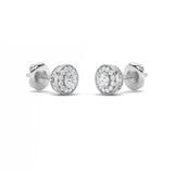 1CTW Round Shaped Lab Grown Diamond (F/VS) Halo Stud Earrings in 14K Gold